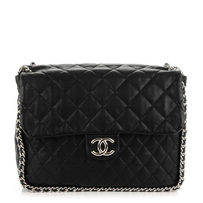 Chanel Washed Lambskin Quilted Maxi Chain Around Flap Black 1 of 7