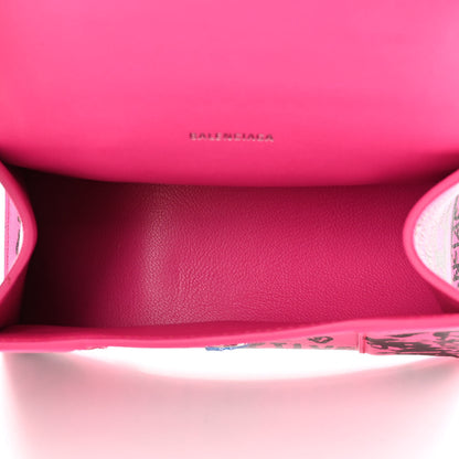 Balenciaga Smooth Calfskin Graffiti Hourglass Top Handle Bag XS Acid Fuchsia Black 5 of 14