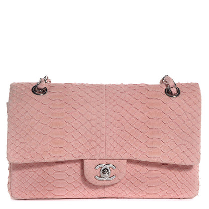 Chanel Matte Python Medium Double Flap Pink 1 of 7