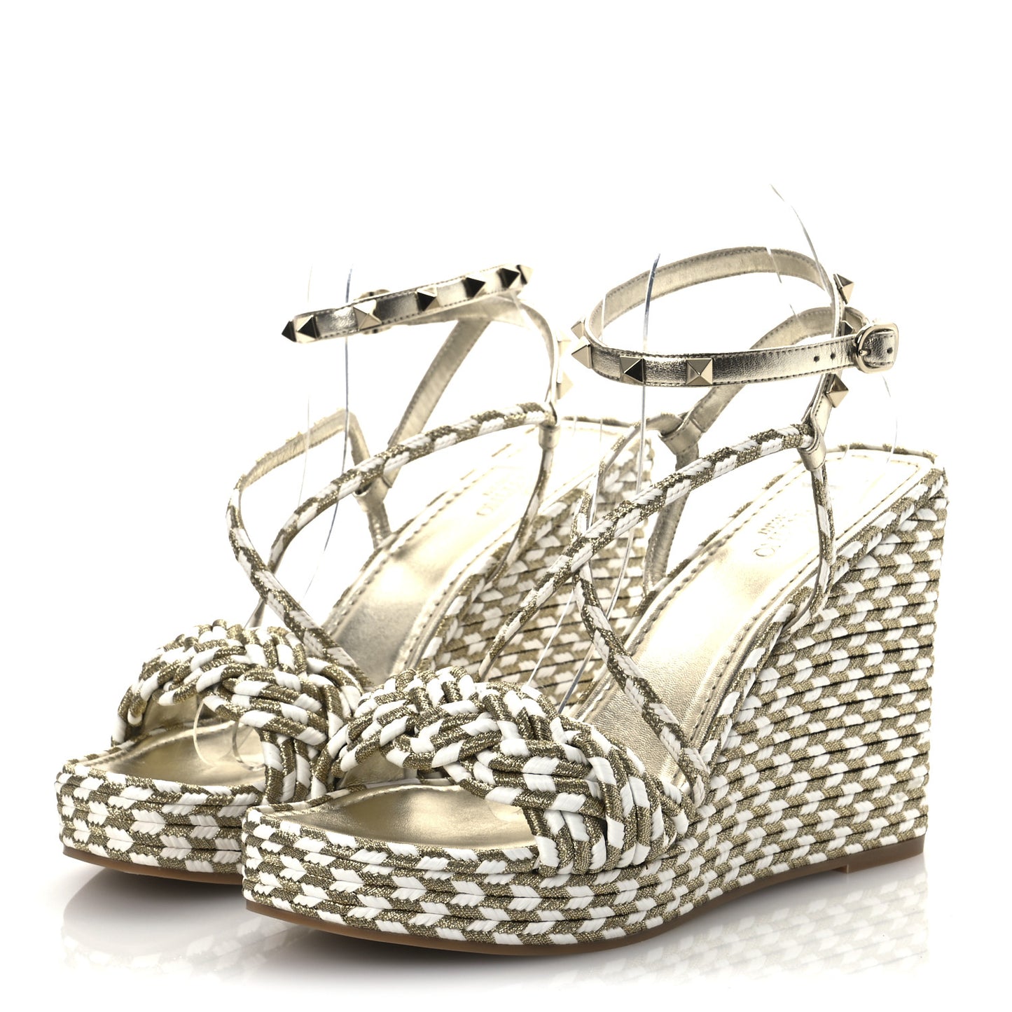 Metallic Laminated Nappa Espadrille 25/90mm Slide 40 White Platino