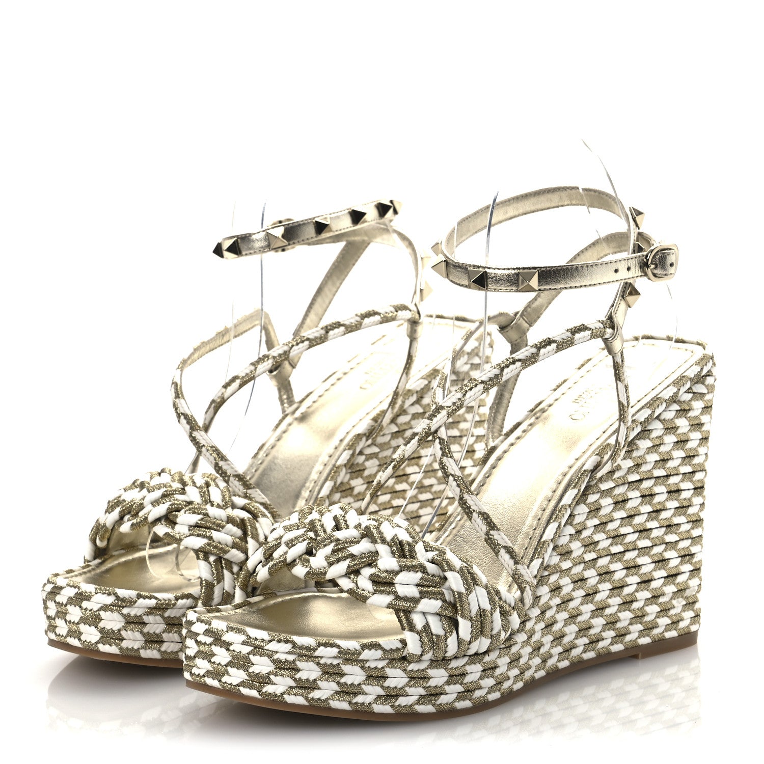 Valentino Garavani Metallic Laminated Nappa Espadrille 25/90mm Slide 40 White Platino 4 of 12