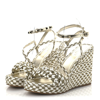 Valentino Garavani Metallic Laminated Nappa Espadrille 25/90mm Slide 40 White Platino 4 of 12