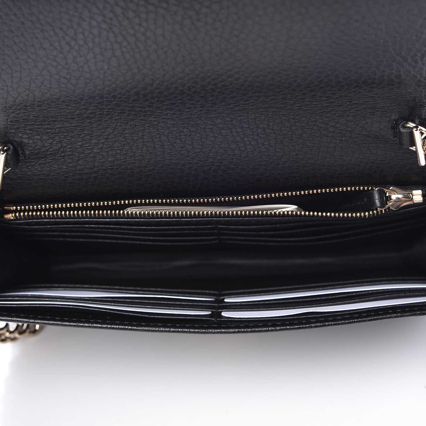 Dollar Calfskin Interlocking G Chain Wallet Black