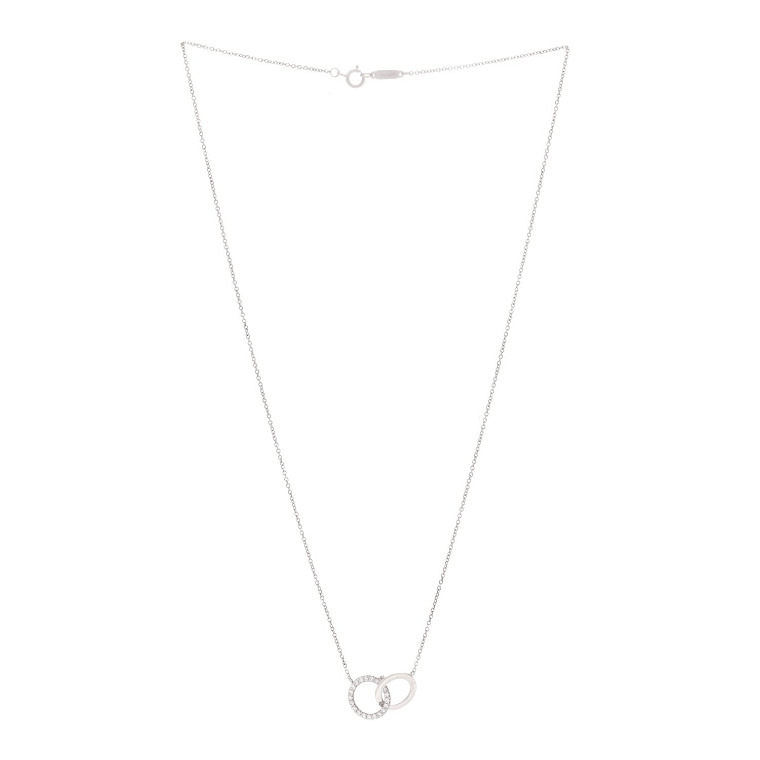 Tiffany 18K White Gold Diamond Double Interlocking Circles Pendant Necklace 3 of 6
