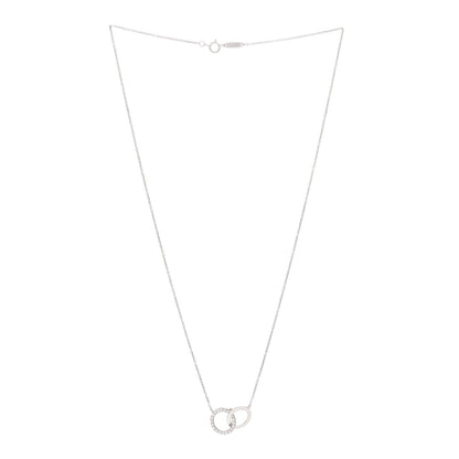 Tiffany 18K White Gold Diamond Double Interlocking Circles Pendant Necklace 3 of 6