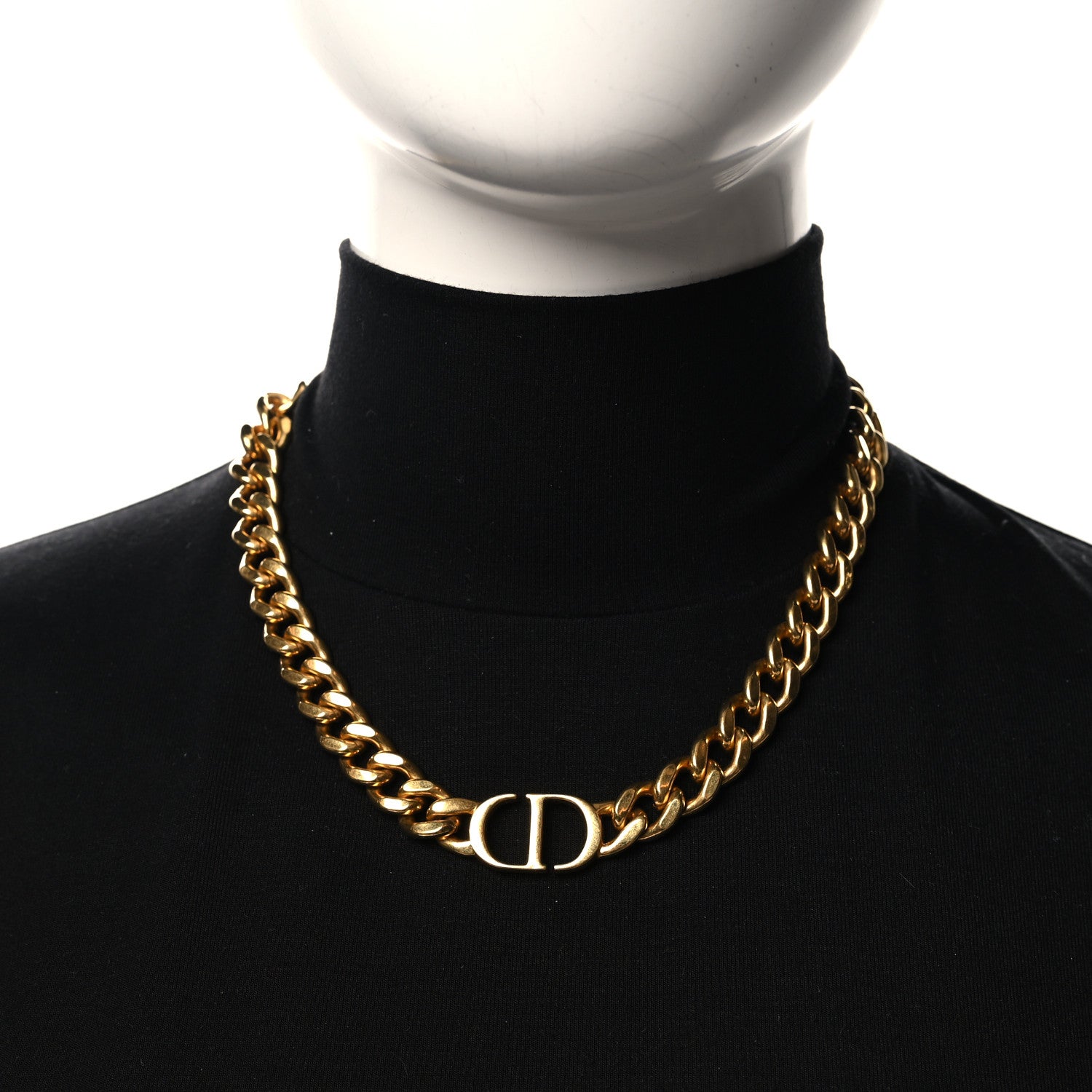 Christian Dior Metal CD Choker Necklace Gold 2 of 4