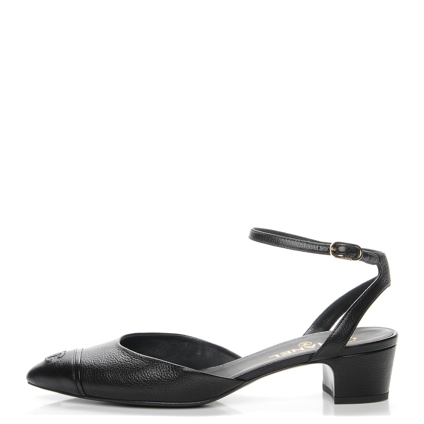 Goatskin Cap Toe CC Slingback Sandals 40.5 Black