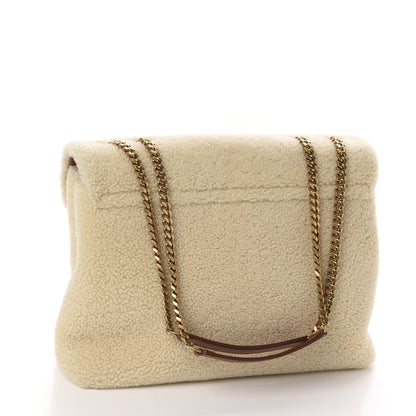 Saint Laurent Shearling Medium Loulou Shoulder Bag Natural 3 of 12
