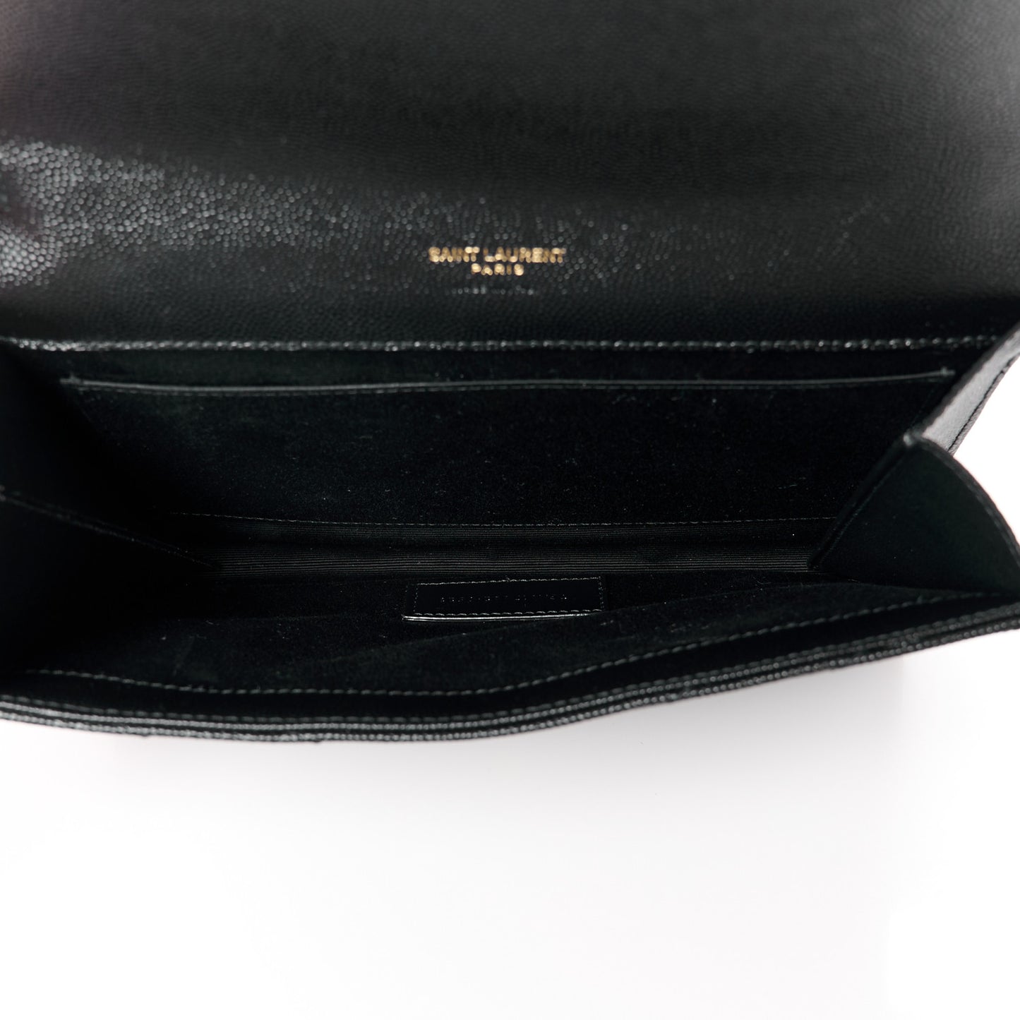 Grain De Poudre Matelasse Chevron Monogram Envelope Clutch Black