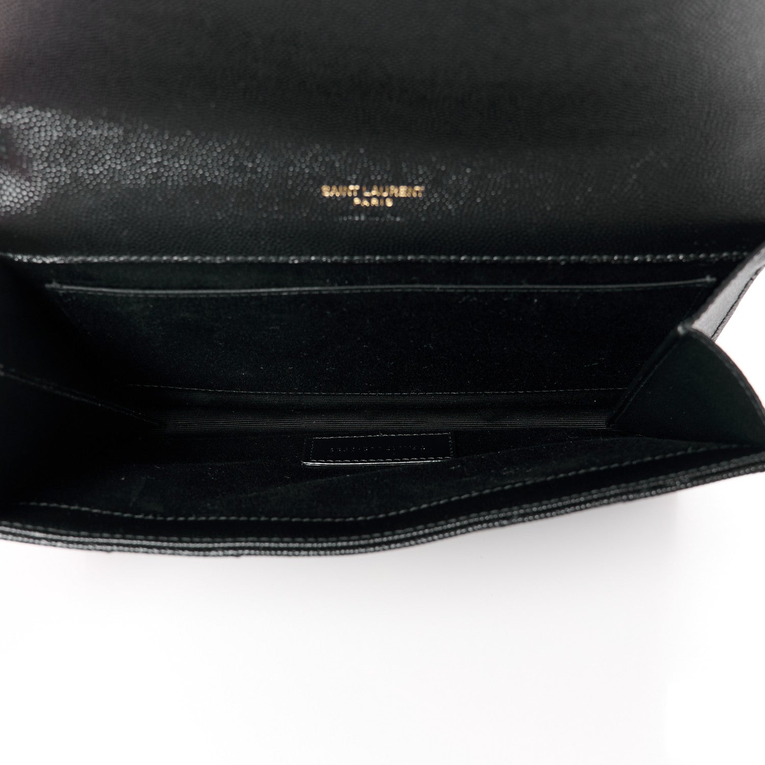 Saint Laurent Grain De Poudre Matelasse Chevron Monogram Envelope Clutch Black 5 of 10