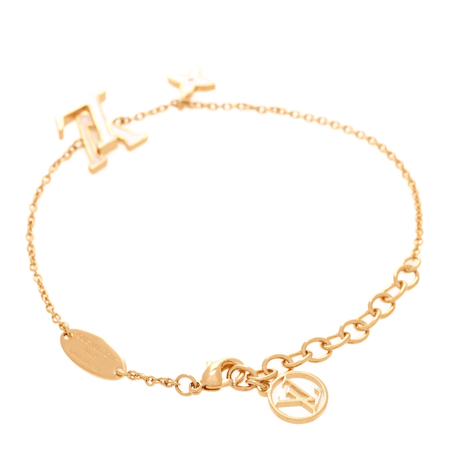 Louis Vuitton Metal Enamel LV Iconic Bracelet Gold Light Pink 3 of 6