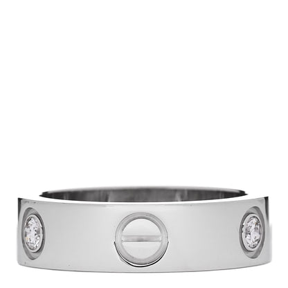 Cartier 18K White Gold 3 Diamond 5.5mm LOVE Ring 53 6.5 3 of 5