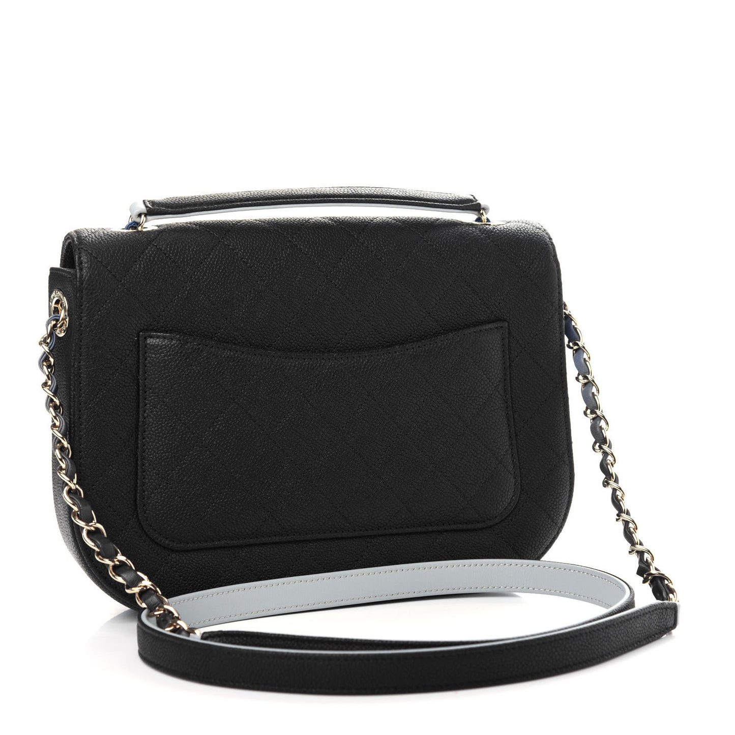 Grained Calfskin Quilted Medium Cuba Top Handle Flap Black