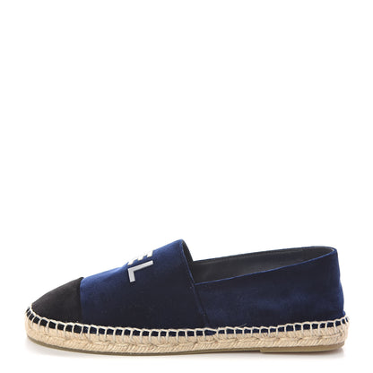 Chanel Velvet Logo Espadrilles 38 Navy Black 1 of 8