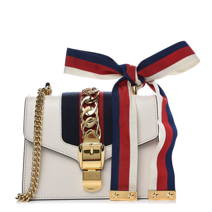 Gucci Calfskin Mini Sylvie Chain Shoulder Bag White 1 of 12