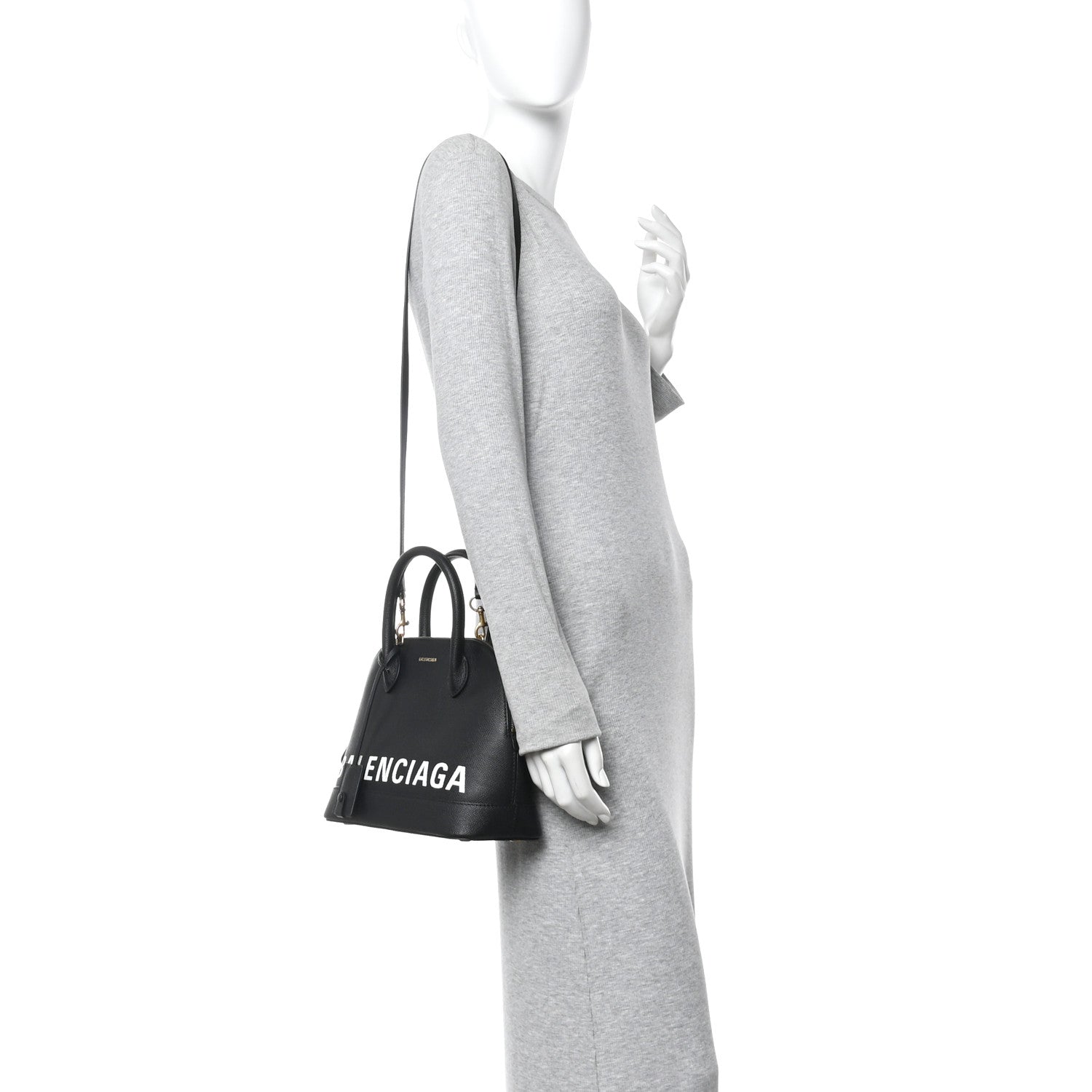 Balenciaga Signature Grained Calfskin Logo S Ville Top Handle Bag Black 2 of 11