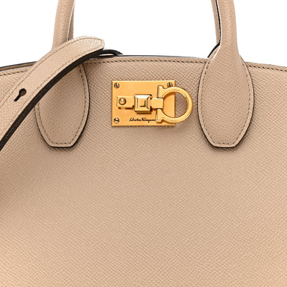 Salvatore Ferragamo Hammered Calfskin Small The Studio Box Bag Daino 8 of 14