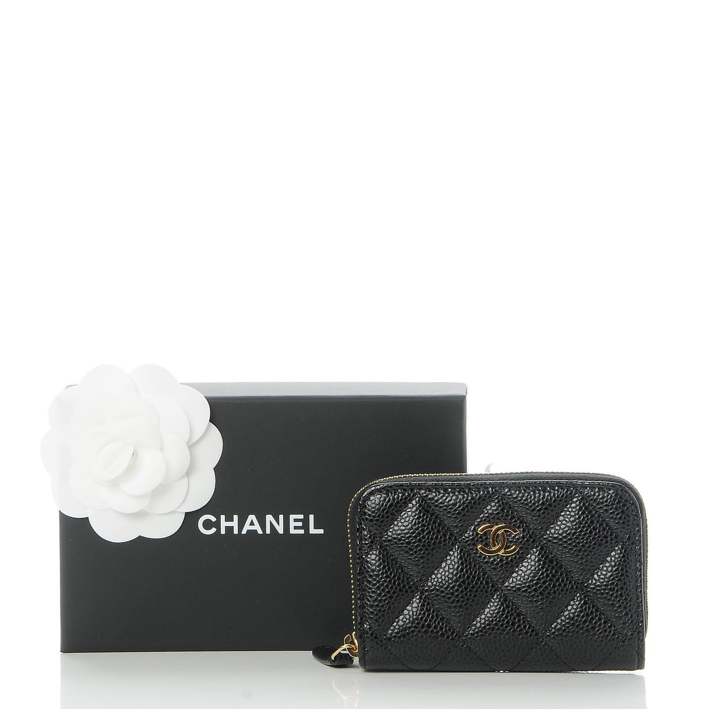 Caviar Quilted Zip Coin Purse Black