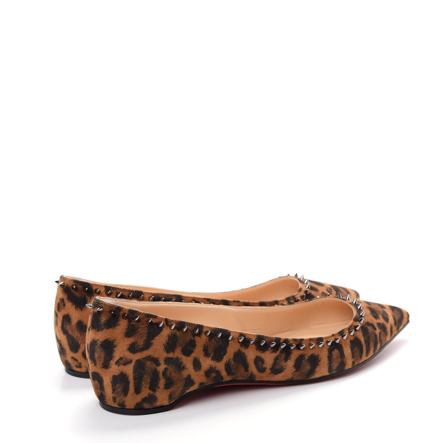 Christian Louboutin Veau Velours Anjalina Flats 39 Leo Gun Metal 4 of 10