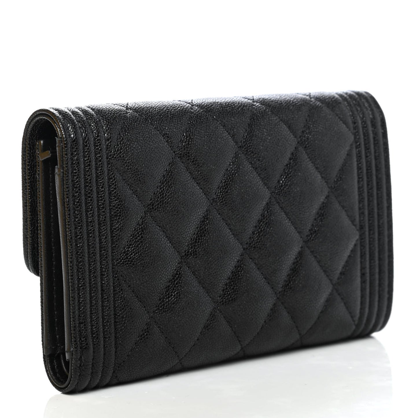 Caviar Quilted Medium Boy Flap Wallet Black