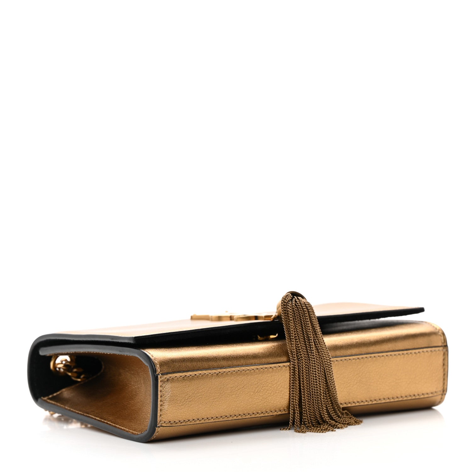Saint Laurent Metallic Calfskin Small Classic Monogram Kate Tassel Satchel Gold 4 of 18