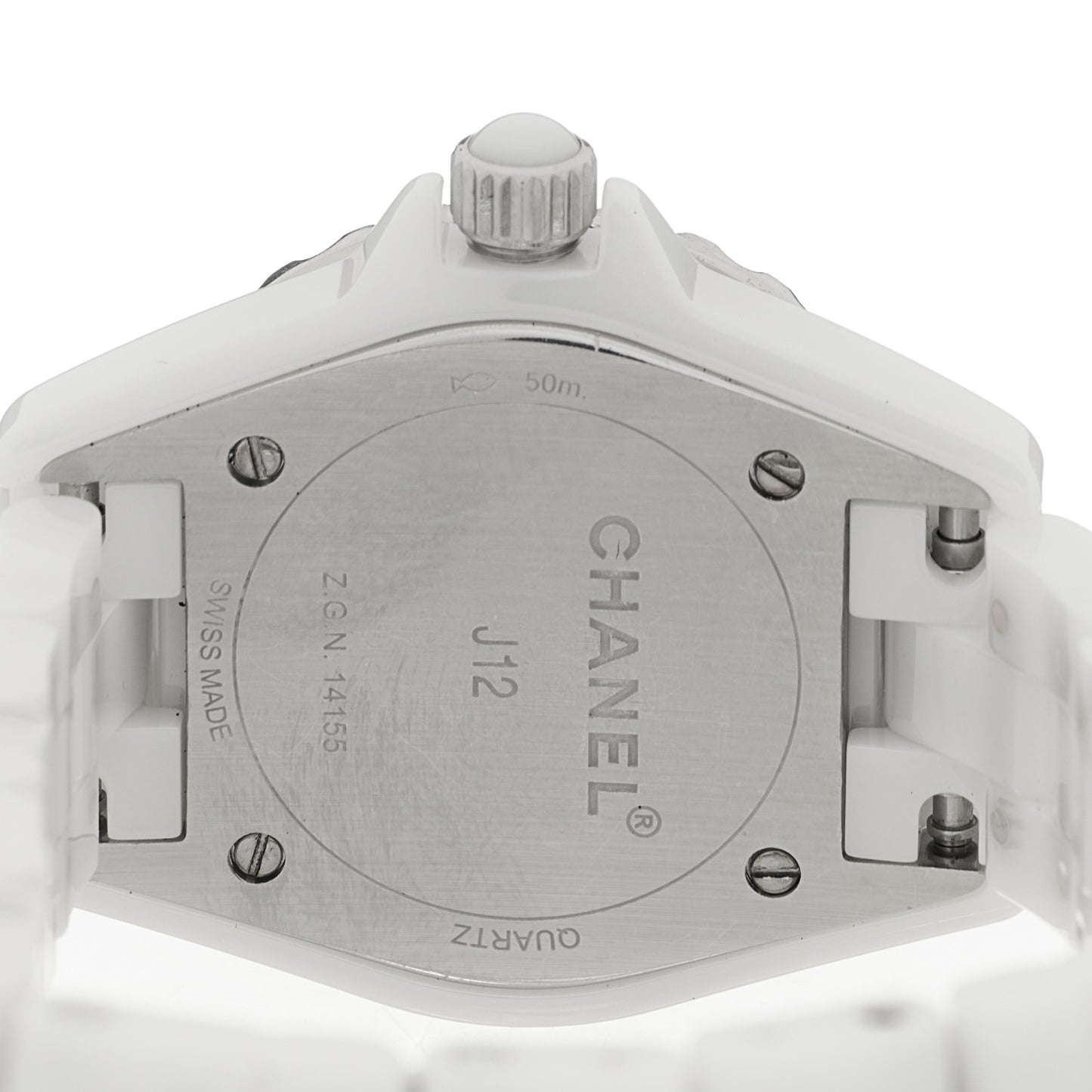 Stainless Steel Ceramic Diamond Bezel 29mm J12 Quartz Watch White