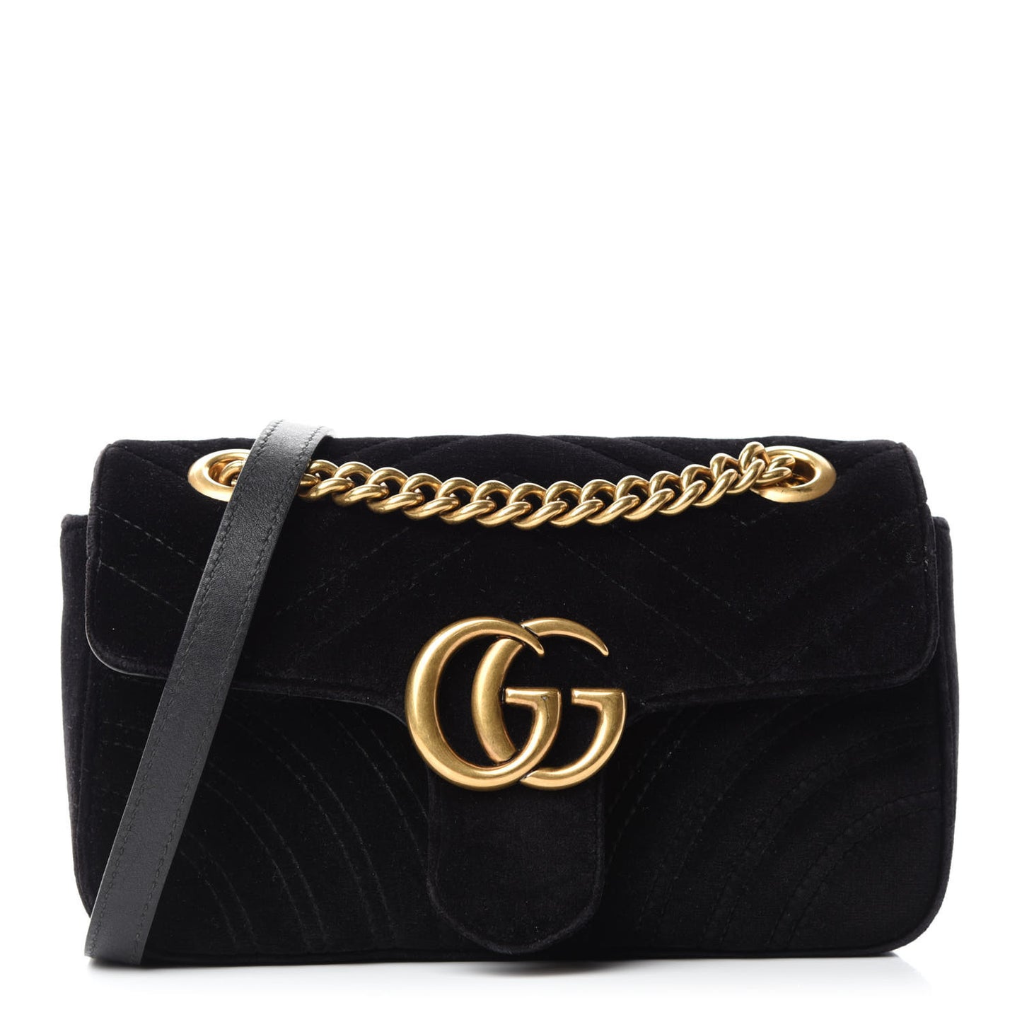 Velvet Matelasse Mini GG Marmont Shoulder Bag Black
