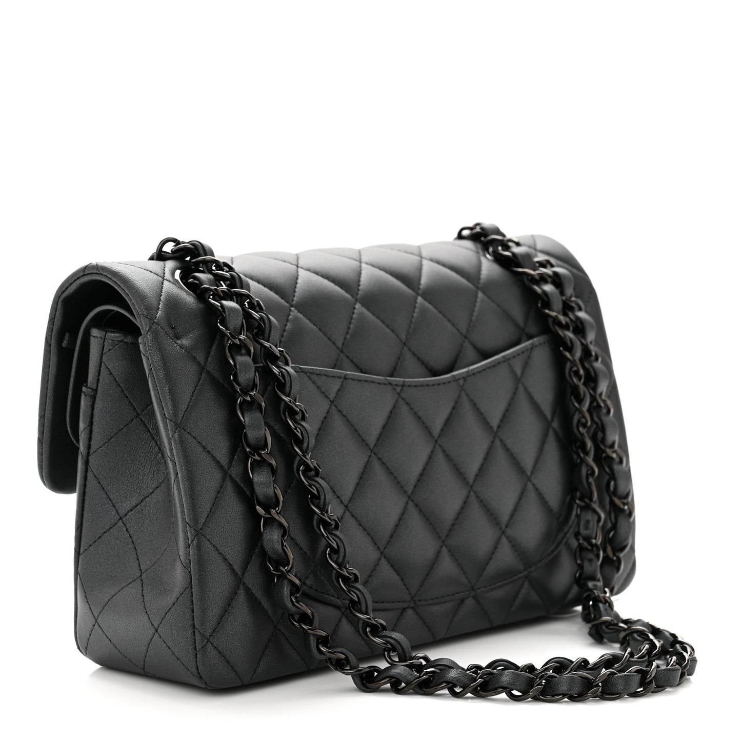 Lambskin Quilted Small Double Flap So Black