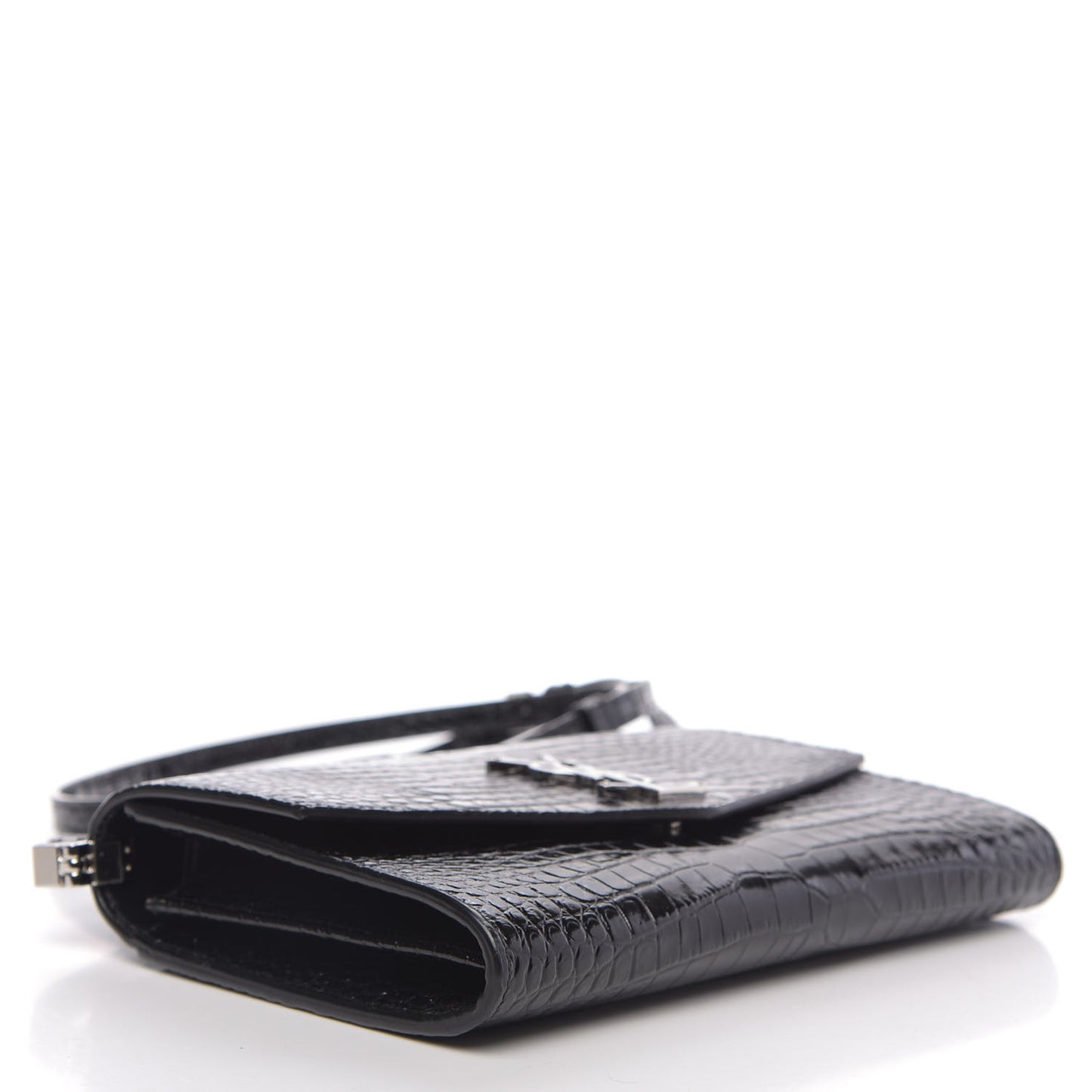 Calfskin Crocodile Embossed Monogram Uptown Crossbody Black