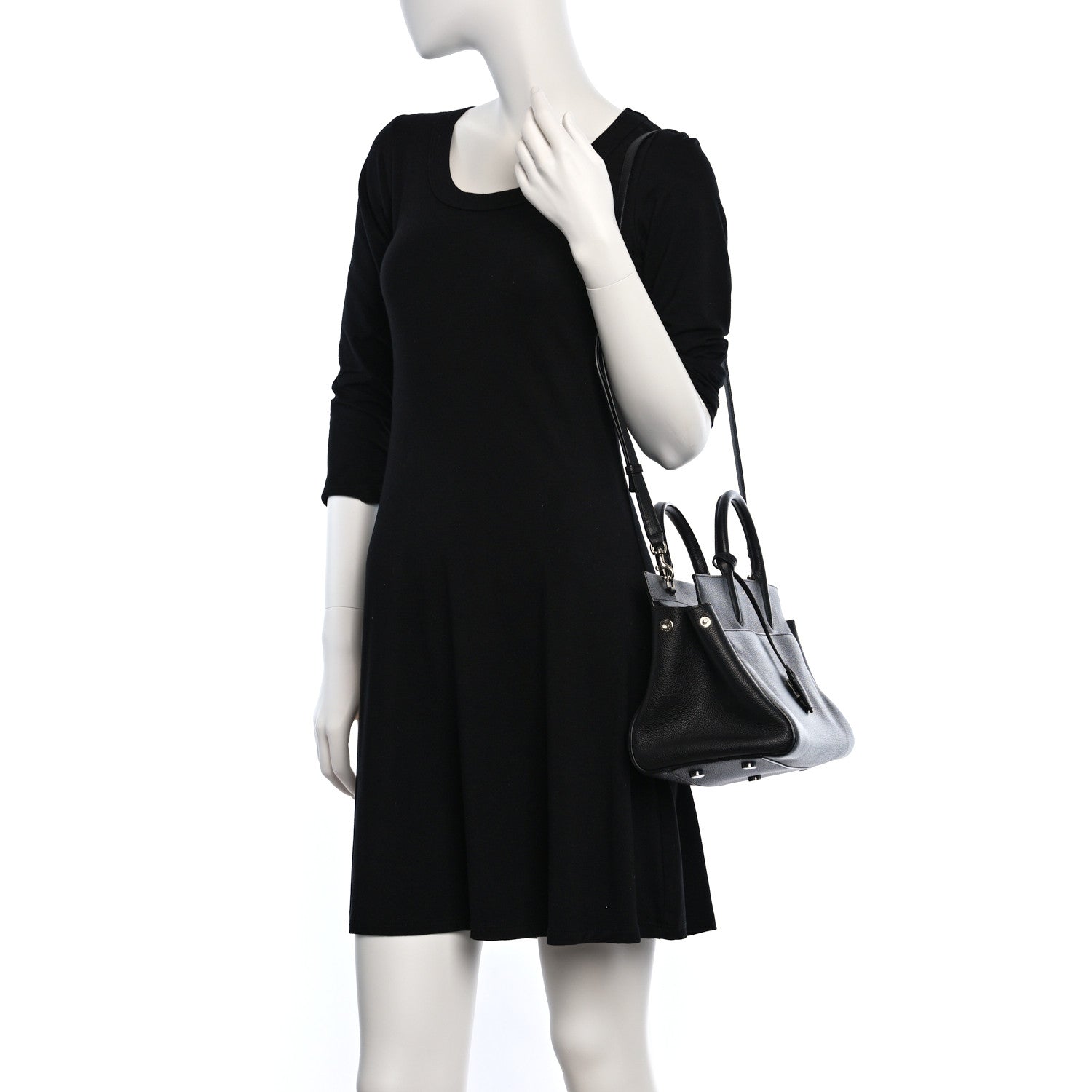 Saint Laurent Grained Calfskin Small Cabas Rive Gauche Black 2 of 10