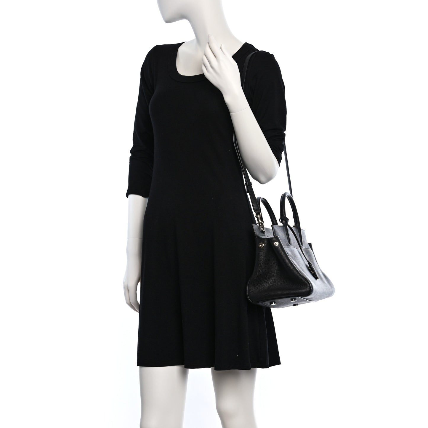 Grained Calfskin Small Cabas Rive Gauche Black