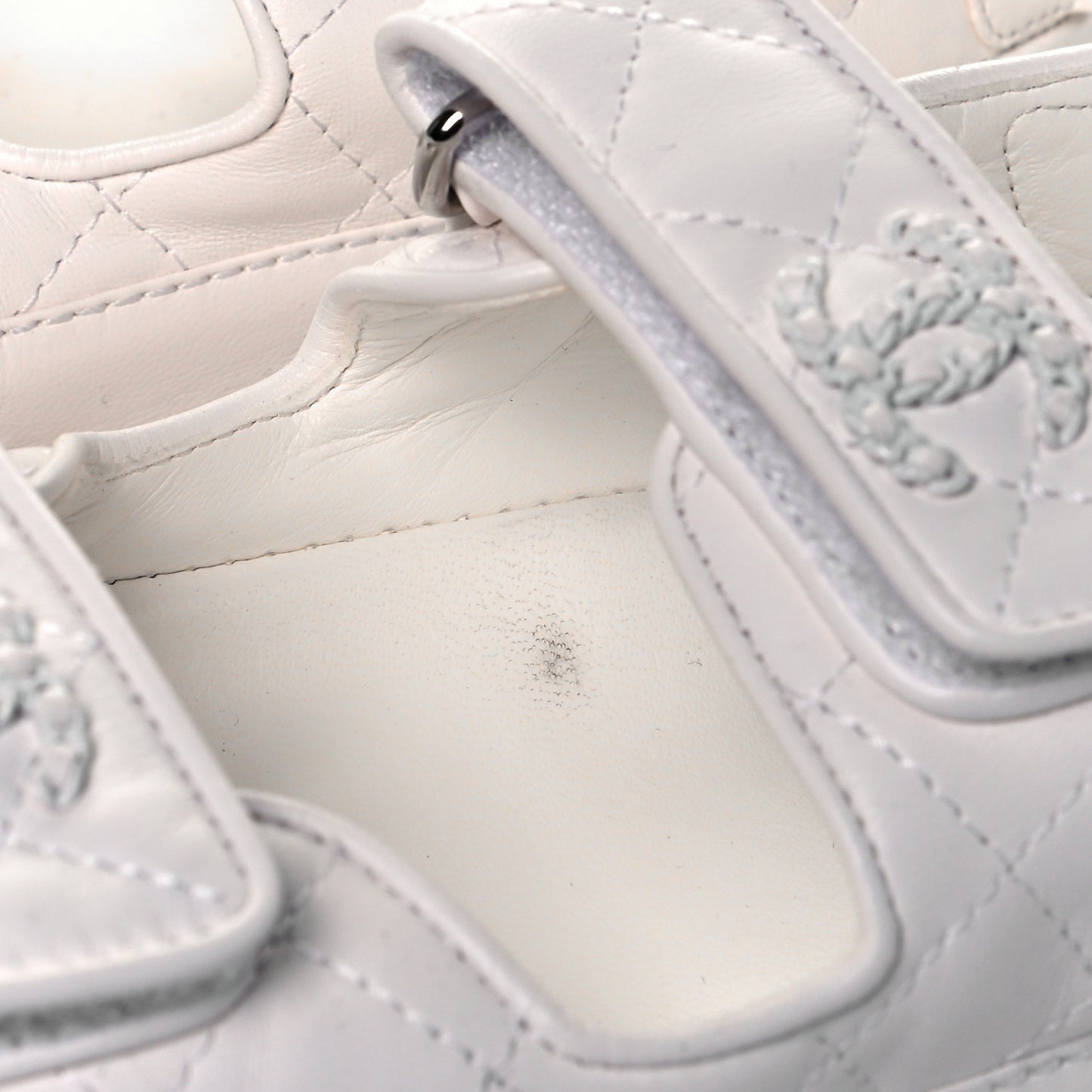 Lambskin Velcro Dad Sandals 36 White
