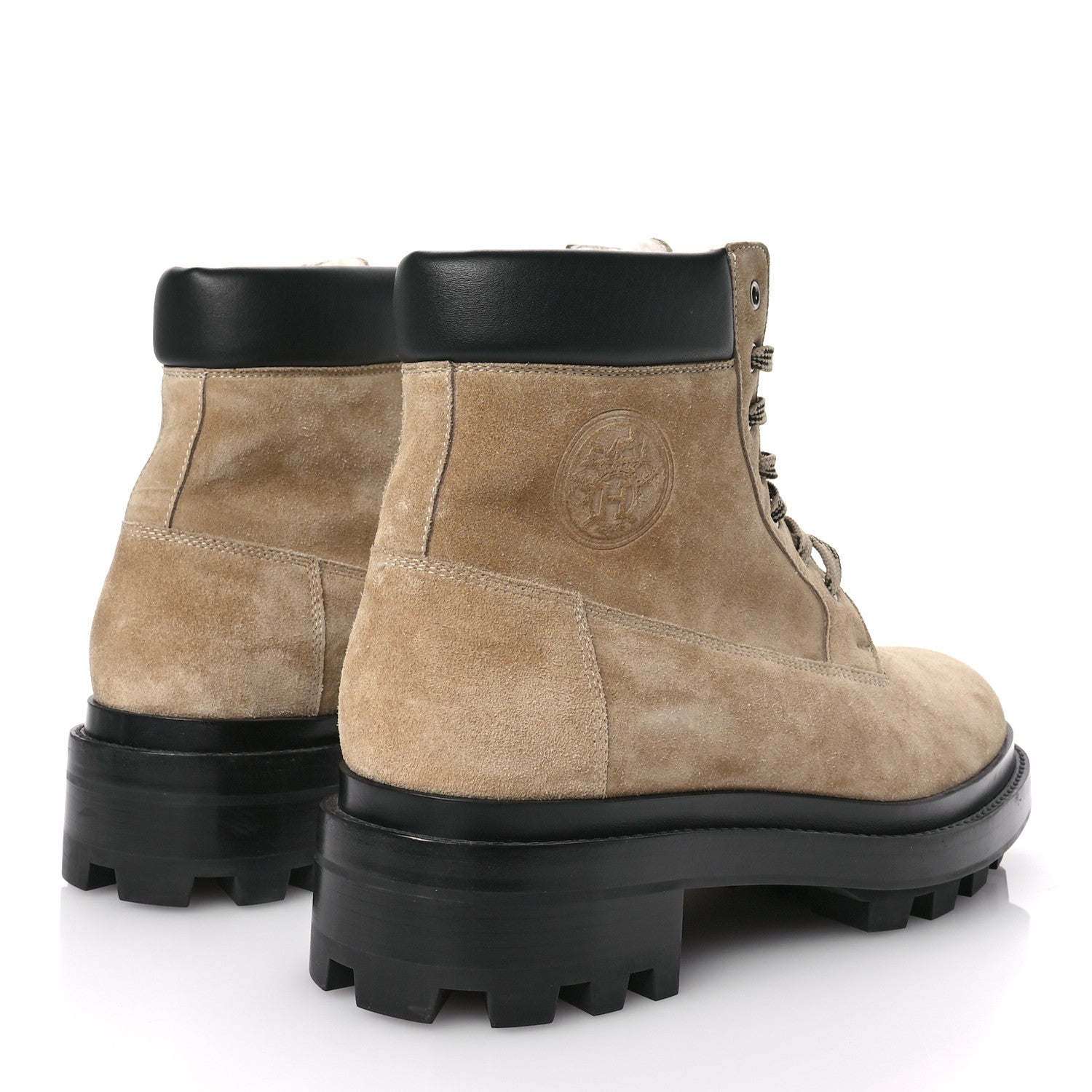 Hermes Suede Calfskin Woolskin Mens Fair Ankle Boots 44 5 of 8