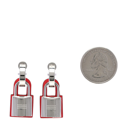 Hermes Palladium Swift O'Kelly Earrings Rouge de Coeur 2 of 5