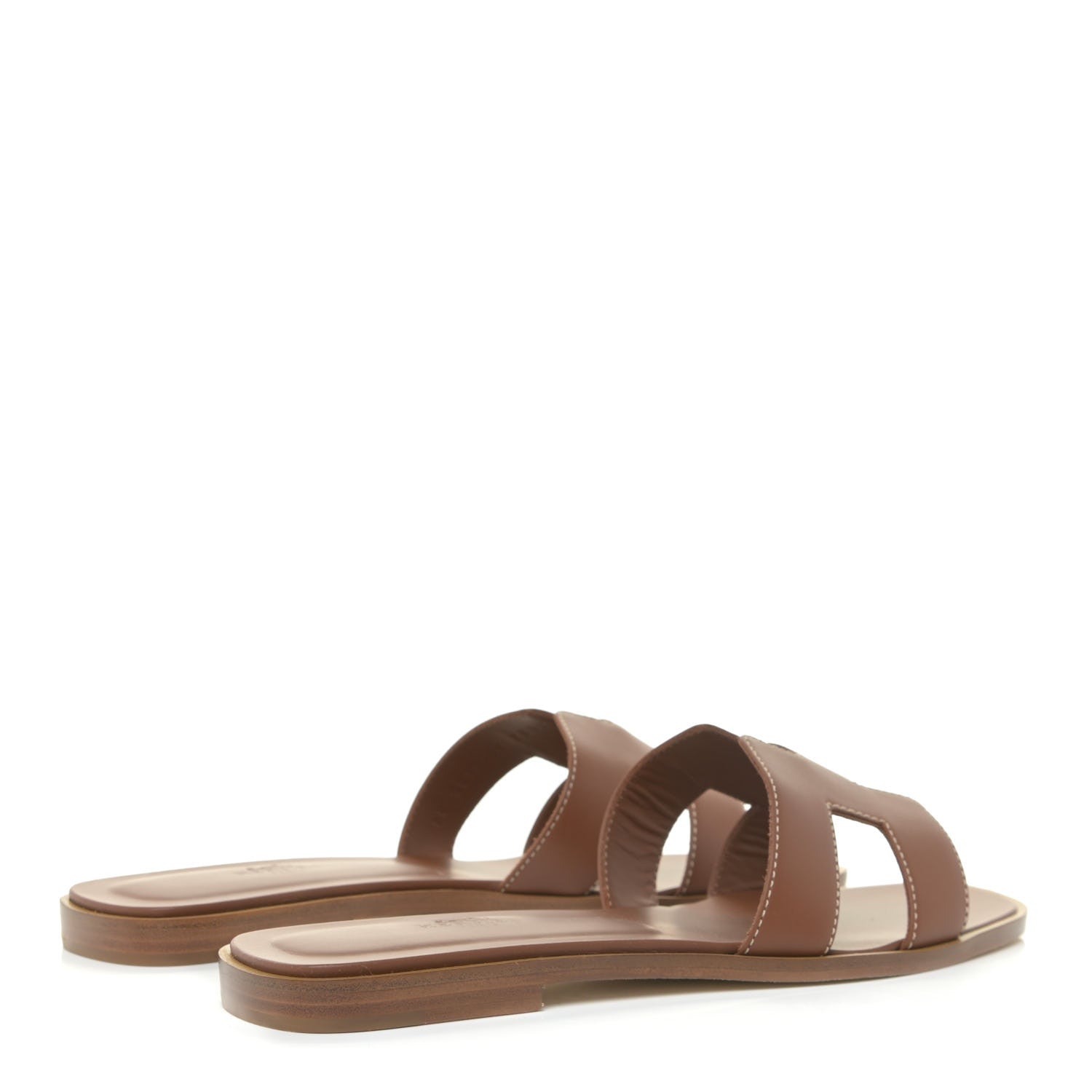 Hermes Box Calfskin Oran Sandals 38.5 Gold 4 of 12