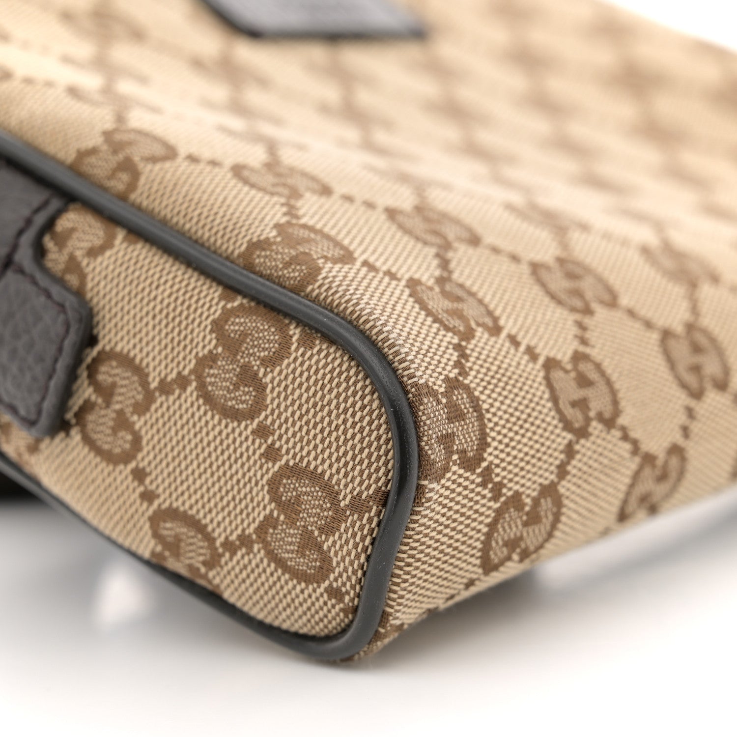 Gucci Monogram Dollar Calfskin Belt Bag Beige Ebony Testa di Moro Marrone Scuro 9 of 10