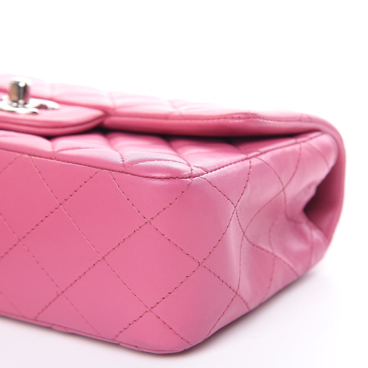 Lambskin Quilted Mini Rectangular Flap Dark Pink