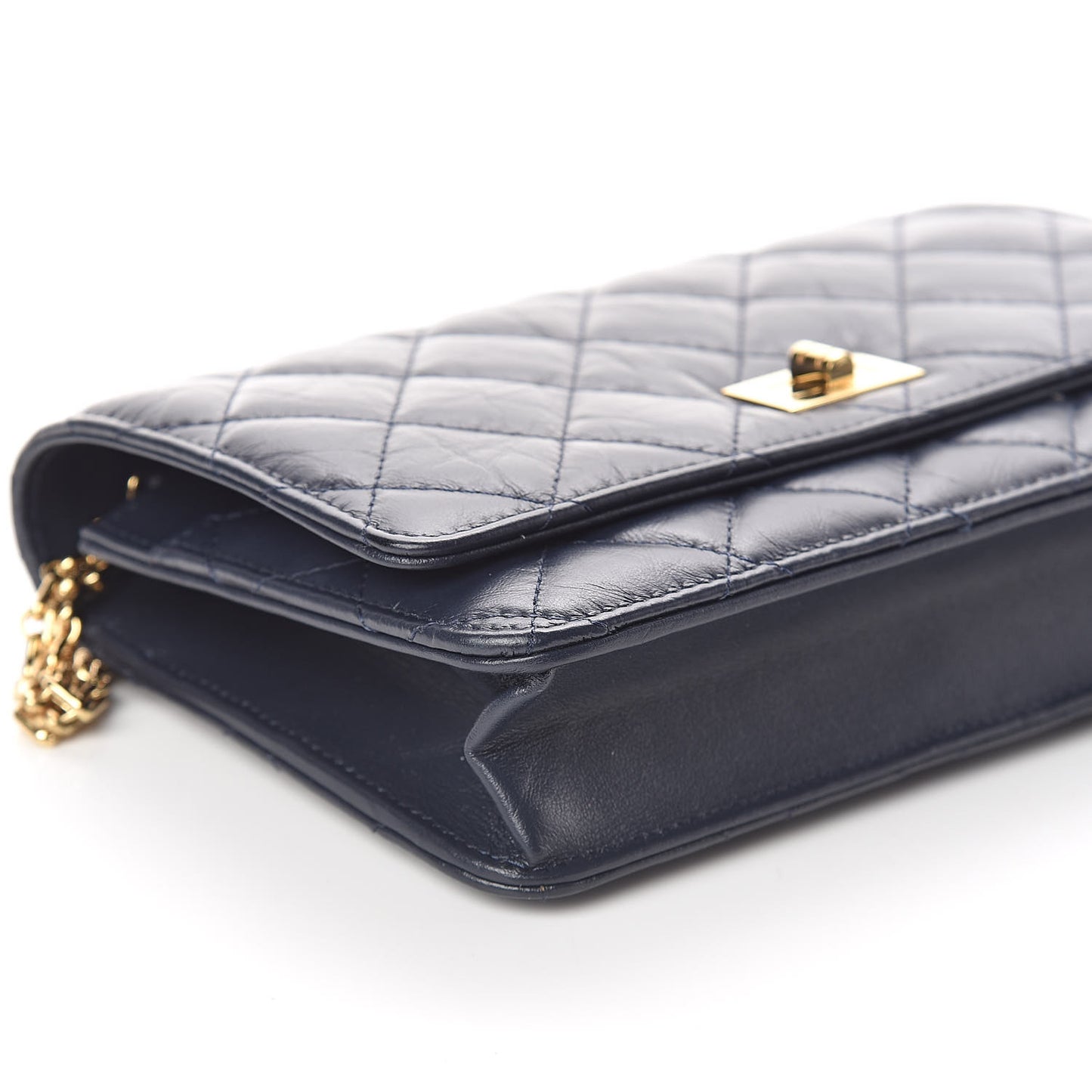 Aged Calfskin Quilted Reissue Wallet On Chain WOC Navy