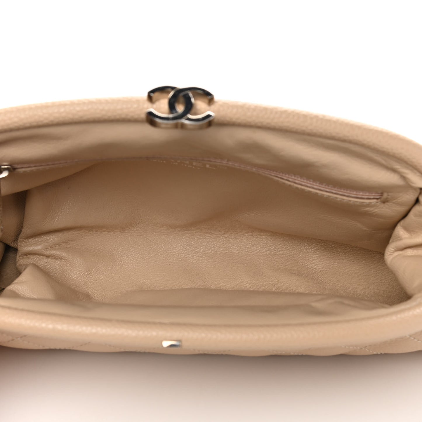 Caviar Quilted Timeless Clutch Beige Clair