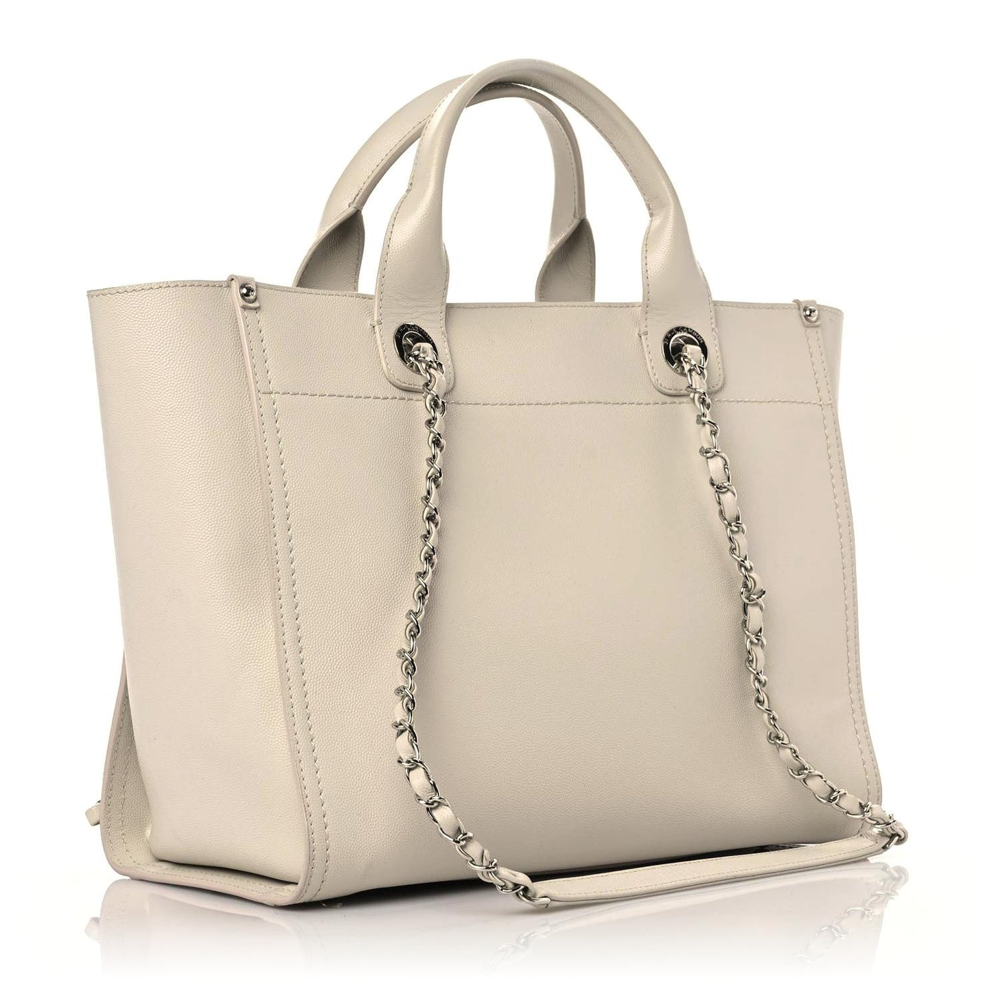 Caviar Small Studded Deauville Tote Ivory