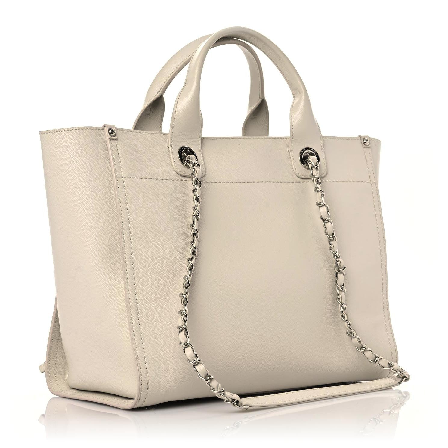 Chanel Caviar Small Studded Deauville Tote Ivory 3 of 22