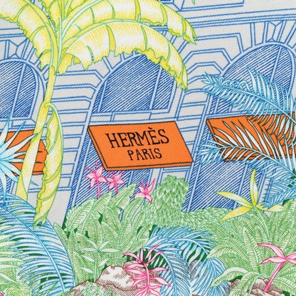 Hermes Silk Twill Faubourg Tropical Scarf 90 Bleu Vert Jaune 2 of 8