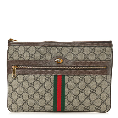 Gucci GG Supreme Monogram Large Ophidia Pouch Clutch Brown 1 of 8
