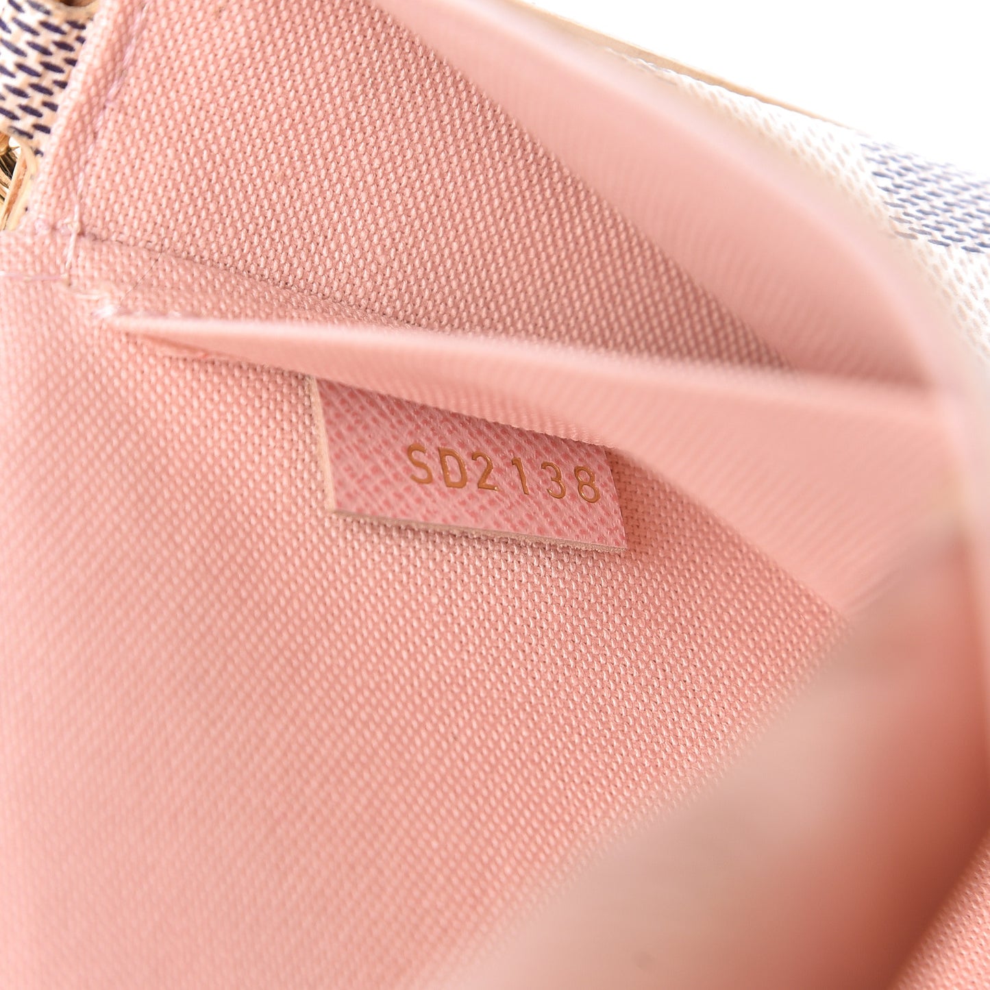 Damier Azur Pochette Felicie Chain Wallet Rose Ballerine