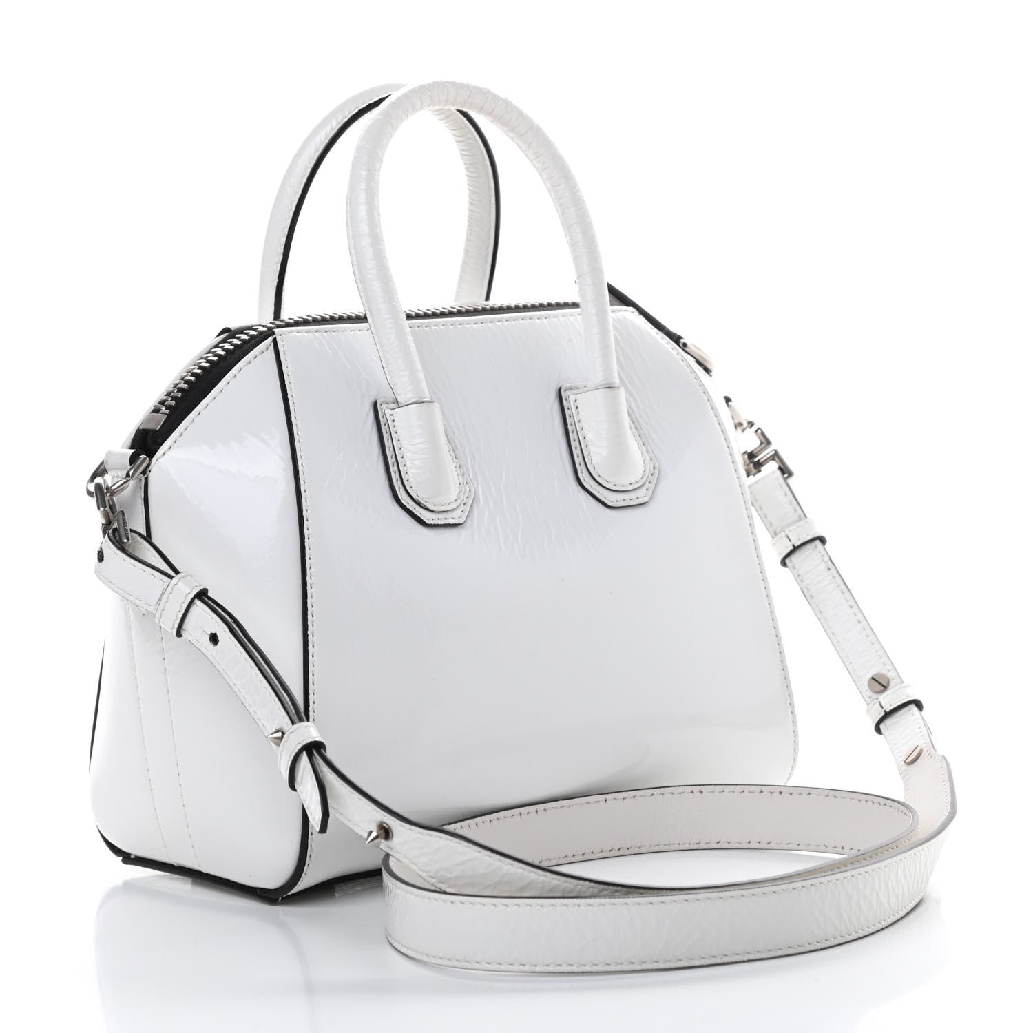 Givenchy Crinkled Patent Calfskin Mini Antigona White 3 of 16