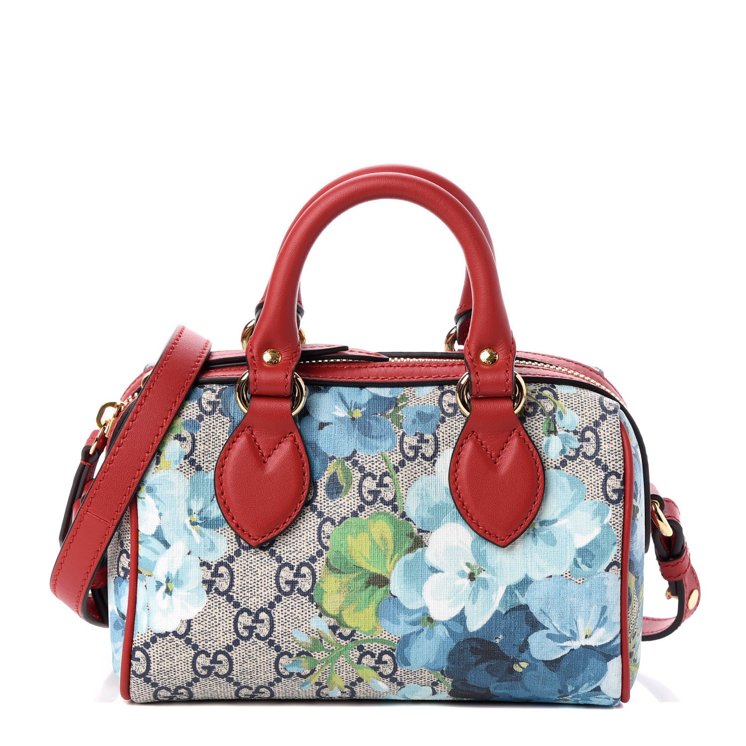 Gucci GG Supreme Monogram Blooms Mini Boston Navy Blue Hibiscus 1 of 9