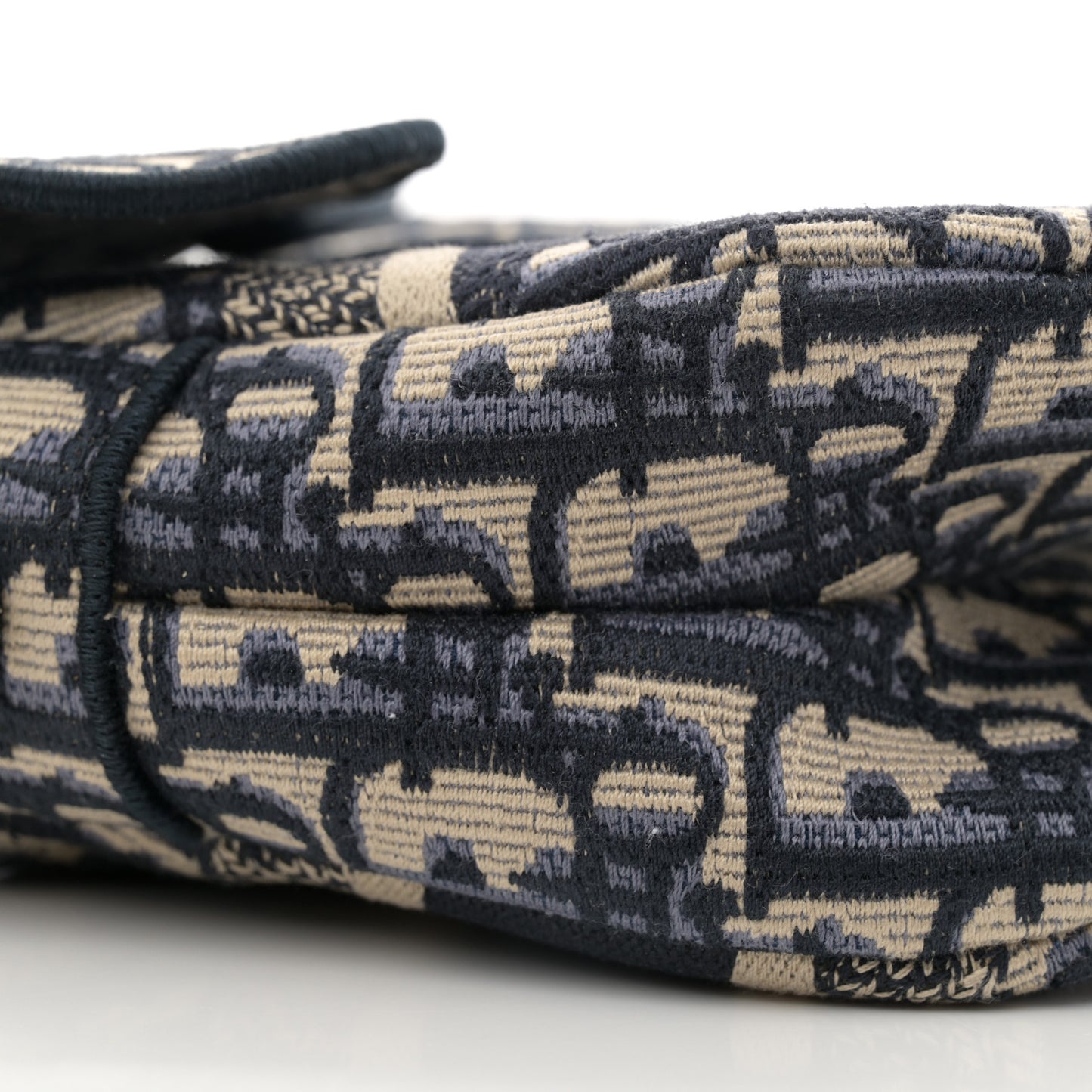 Oblique Embroidered Saddle Bag Blue