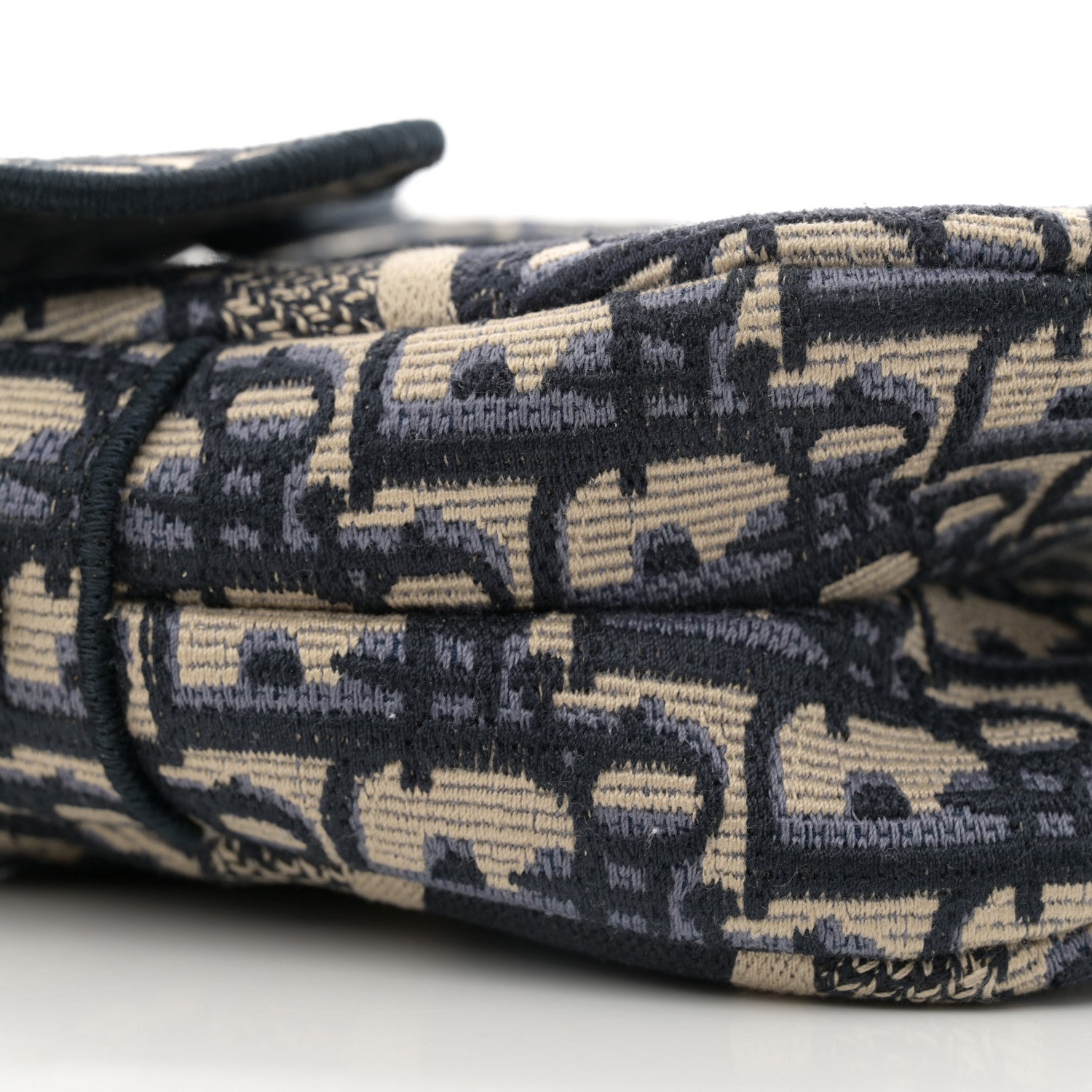 Christian Dior Oblique Embroidered Saddle Bag Blue 8 of 11