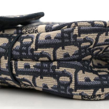 Christian Dior Oblique Embroidered Saddle Bag Blue 8 of 11