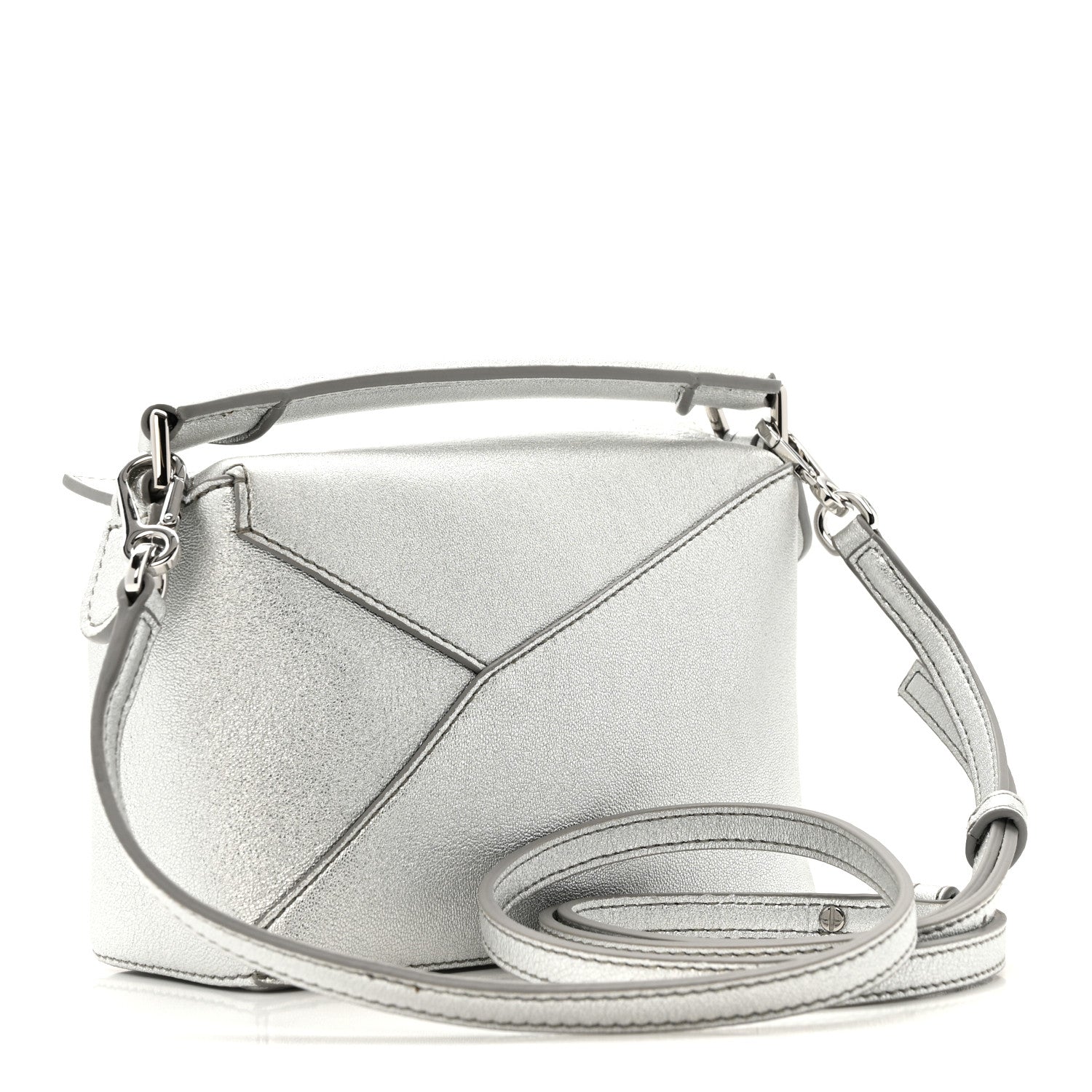 Loewe Laminated Lambskin Mini Puzzle Edge Bag Silver 3 of 9
